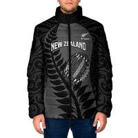 Custom New Zealand Silver Fern Rugby 2025 Padded Jacket Go Champions Aotearoa Maori Black LT14 Men Black - Polynesian Pride