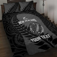 Custom New Zealand Silver Fern Rugby 2025 Quilt Bed Set Go Champions Aotearoa Maori Black LT14 Black - Polynesian Pride