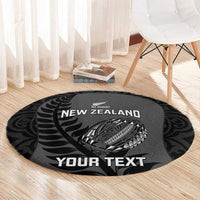 Custom New Zealand Silver Fern Rugby 2025 Round Carpet Go Champions Aotearoa Maori Black LT14 - Polynesian Pride