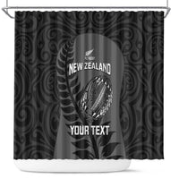 Custom New Zealand Silver Fern Rugby 2025 Shower Curtain Go Champions Aotearoa Maori Black LT14 Black - Polynesian Pride