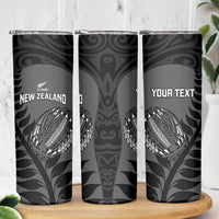 Custom New Zealand Silver Fern Rugby 2025 Skinny Tumbler Go Champions Aotearoa Maori Black LT14 - Polynesian Pride