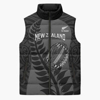Custom New Zealand Silver Fern Rugby 2025 Sleeveless Puffer Jacket Go Champions Aotearoa Maori Black LT14 Unisex Black - Polynesian Pride