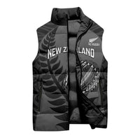 Custom New Zealand Silver Fern Rugby 2025 Sleeveless Puffer Jacket Go Champions Aotearoa Maori Black LT14 - Polynesian Pride