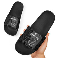Custom New Zealand Silver Fern Rugby 2025 Slide Sandals Go Champions Aotearoa Maori Black LT14 - Polynesian Pride