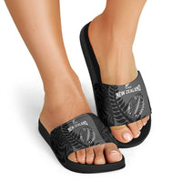 Custom New Zealand Silver Fern Rugby 2025 Slide Sandals Go Champions Aotearoa Maori Black LT14 - Polynesian Pride