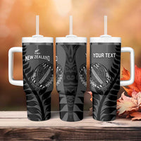 Custom New Zealand Silver Fern Rugby 2025 Tumbler With Handle Go Champions Aotearoa Maori Black LT14 - Polynesian Pride