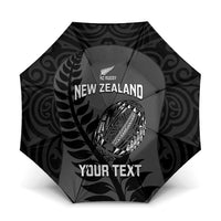 Custom New Zealand Silver Fern Rugby 2025 Umbrella Go Champions Aotearoa Maori Black LT14 One Size Folded 11.42 inch Opened Diameter 37.4 inch Black - Polynesian Pride