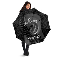Custom New Zealand Silver Fern Rugby 2025 Umbrella Go Champions Aotearoa Maori Black LT14 - Polynesian Pride