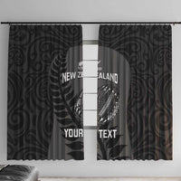 Custom New Zealand Silver Fern Rugby 2025 Window Curtain Go Champions Aotearoa Maori Black LT14 With Hooks Black - Polynesian Pride