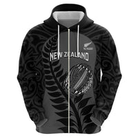 Custom New Zealand Silver Fern Rugby 2025 Zip Hoodie Go Champions Aotearoa Maori Black LT14 - Polynesian Pride