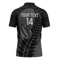Custom New Zealand Silver Fern Rugby 2025 Zipper Polo Shirt Go Champions Aotearoa Maori Black - Polynesian Pride