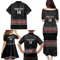 Custom New Zealand Silver Fern Rugby Family Matching Puletasi and Hawaiian Shirt All Black Maori Taniko Pattern LT14 - Polynesian Pride