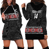 Custom New Zealand Silver Fern Rugby Hoodie Dress All Black Maori Taniko Pattern LT14 - Polynesian Pride