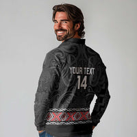 Custom New Zealand Silver Fern Rugby Long Sleeve Polo Shirt All Black Maori Taniko Pattern LT14 - Polynesian Pride