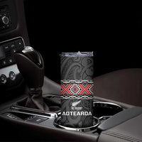 Custom New Zealand Silver Fern Rugby Skinny Tumbler All Black Maori Taniko Pattern LT14 - Polynesian Pride