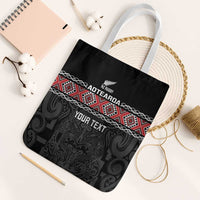 Custom New Zealand Silver Fern Rugby Tote Bag All Black Maori Taniko Pattern - Polynesian Pride