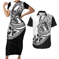 Philippines Eagle Sun Couples Matching Short Sleeve Bodycon Dress and Hawaiian Shirt Filipino Agila Polynesian Tattoo Black Color LT14 Black - Polynesian Pride