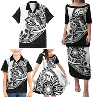 Philippines Eagle Sun Family Matching Puletasi and Hawaiian Shirt Filipino Agila Polynesian Tattoo Black Color LT14 - Polynesian Pride