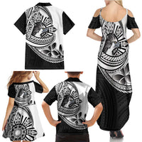 Philippines Eagle Sun Family Matching Summer Maxi Dress and Hawaiian Shirt Filipino Agila Polynesian Tattoo Black Color LT14 - Polynesian Pride