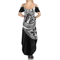 Philippines Eagle Sun Family Matching Summer Maxi Dress and Hawaiian Shirt Filipino Agila Polynesian Tattoo Black Color LT14 - Polynesian Pride