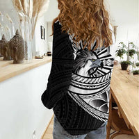 Philippines Eagle Sun Women Casual Shirt Filipino Agila Polynesian Tattoo Black Color