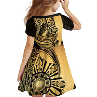 Philippines Eagle Sun Family Matching Summer Maxi Dress and Hawaiian Shirt Filipino Agila Polynesian Tattoo Gold Color LT14 - Polynesian Pride