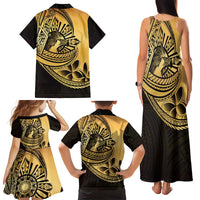 Philippines Eagle Sun Family Matching Tank Maxi Dress and Hawaiian Shirt Filipino Agila Polynesian Tattoo Gold Color LT14 - Polynesian Pride