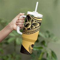 Philippines Eagle Sun Tumbler With Handle Filipino Agila Polynesian Tattoo Gold Color