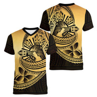 Philippines Eagle Sun Women V-Neck T-Shirt Filipino Agila Polynesian Tattoo Gold Color LT14 - Polynesian Pride