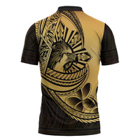 Philippines Eagle Sun Zipper Polo Shirt Filipino Agila Polynesian Tattoo Gold Color