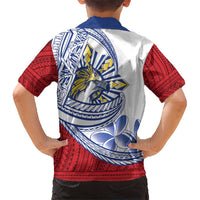 Philippines Eagle Sun Family Matching Long Sleeve Bodycon Dress and Hawaiian Shirt Filipino Agila Polynesian Tattoo Flag Color LT14 - Polynesian Pride