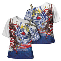 Filipino American History Month Cross Shoulder Shirt Philippines Agila USA Eagle Mix Flag