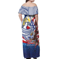 Filipino American History Month Off Shoulder Maxi Dress Philippines Agila USA Eagle Mix Flag