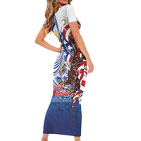 Filipino American History Month Short Sleeve Bodycon Dress Philippines Agila USA Eagle Mix Flag LT14 - Polynesian Pride
