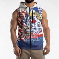 Filipino American History Month Sleeveless Zip Hoodie Philippines Agila USA Eagle Mix Flag LT14 - Polynesian Pride