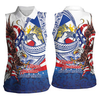 Filipino American History Month Women Sleeveless Polo Shirt Philippines Agila USA Eagle Mix Flag LT14 - Polynesian Pride