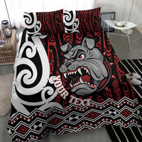 Personalised Aotearoa Bulldog Bedding Set New Zealand Maori Taniko Art