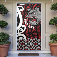Personalised Aotearoa Bulldog Door Cover New Zealand Maori Taniko Art LT14 Red - Polynesian Pride