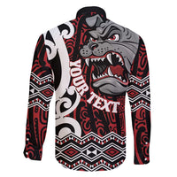 Personalised Aotearoa Bulldog Family Matching Short Sleeve Bodycon Dress and Hawaiian Shirt New Zealand Maori Taniko Art LT14 - Polynesian Pride