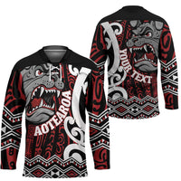 Personalised Aotearoa Bulldog Hockey Jersey New Zealand Maori Taniko Art LT14 - Polynesian Pride