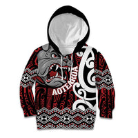 Personalised Aotearoa Bulldog Kid Hoodie New Zealand Maori Taniko Art LT14 Hoodie Red - Polynesian Pride