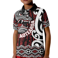 Personalised Aotearoa Bulldog Kid Polo Shirt New Zealand Maori Taniko Art LT14 Kid Red - Polynesian Pride