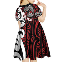 Personalised Aotearoa Bulldog Kid Short Sleeve Dress New Zealand Maori Taniko Art LT14 - Polynesian Pride