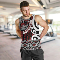 Personalised Aotearoa Bulldog Men Tank Top New Zealand Maori Taniko Art LT14 Red - Polynesian Pride