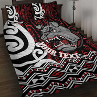Personalised Aotearoa Bulldog Quilt Bed Set New Zealand Maori Taniko Art LT14 Red - Polynesian Pride
