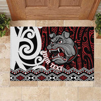 Personalised Aotearoa Bulldog Rubber Doormat New Zealand Maori Taniko Art LT14 Red - Polynesian Pride