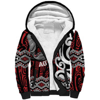 Personalised Aotearoa Bulldog Sherpa Hoodie New Zealand Maori Taniko Art LT14 Unisex Red - Polynesian Pride
