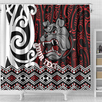 Personalised Aotearoa Bulldog Shower Curtain New Zealand Maori Taniko Art LT14 - Polynesian Pride