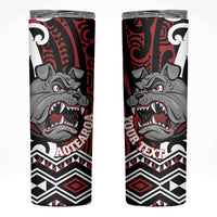 Personalised Aotearoa Bulldog Skinny Tumbler New Zealand Maori Taniko Art LT14 Red - Polynesian Pride