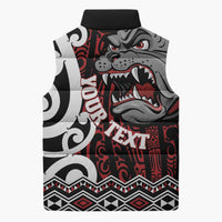 Personalised Aotearoa Bulldog Sleeveless Puffer Jacket New Zealand Maori Taniko Art LT14 - Polynesian Pride